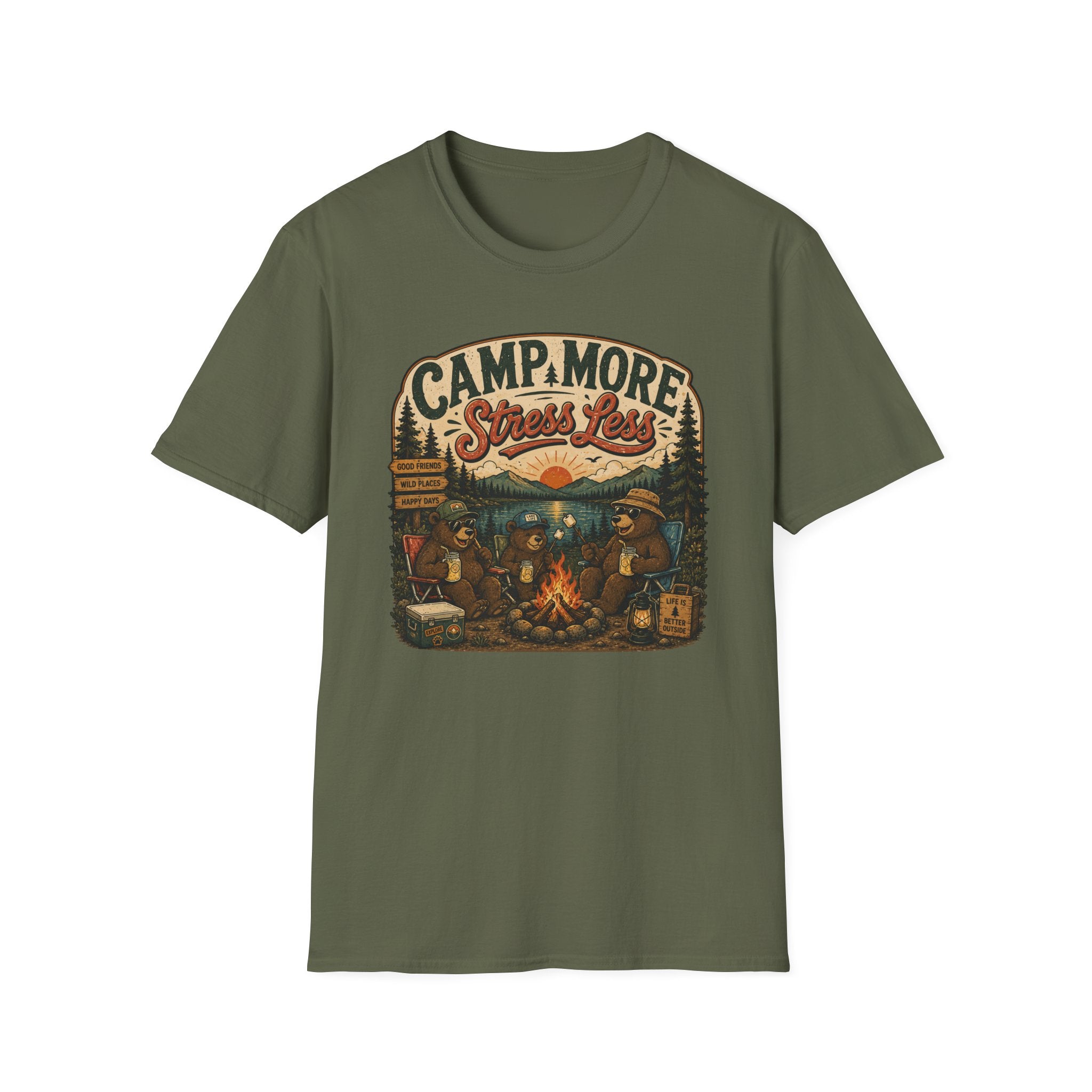 Camp More Stress Less - T-Shirt