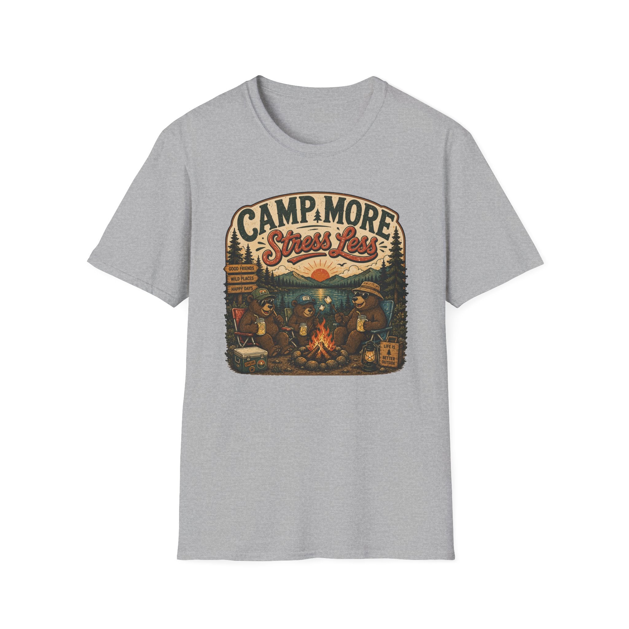 Camp More Stress Less - T-Shirt