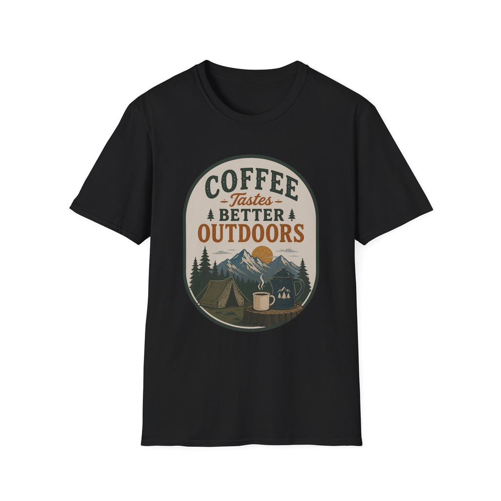 Coffee Tastes Better Outdoors Badge T-Shirt