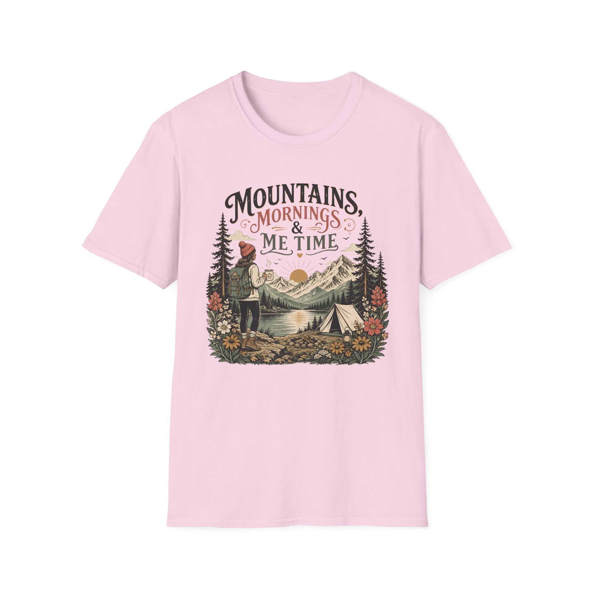 Me Time graphic on a unisex cotton tee — Trail & Ember Co. outdoor apparel