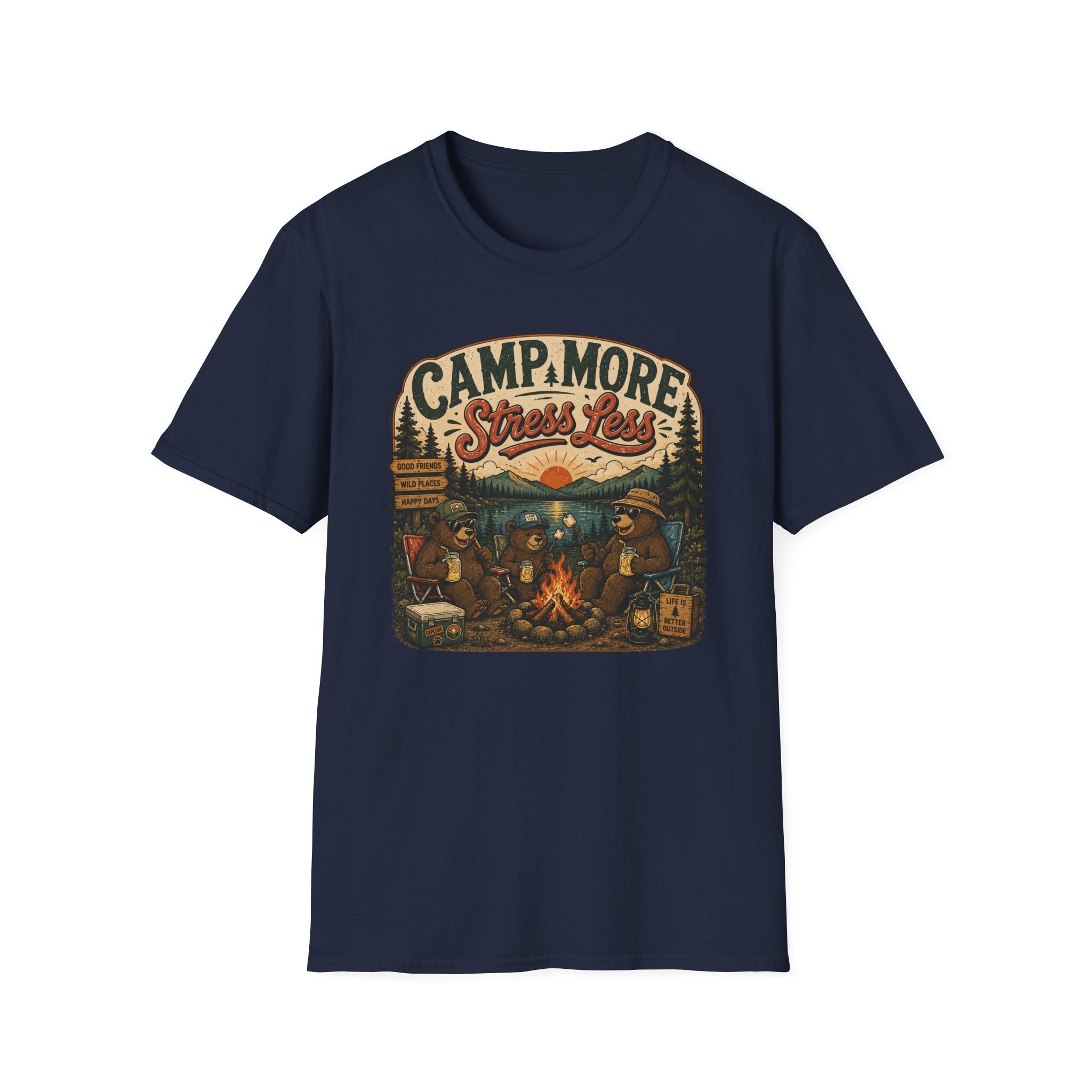 Camp More Stress Less - T-Shirt