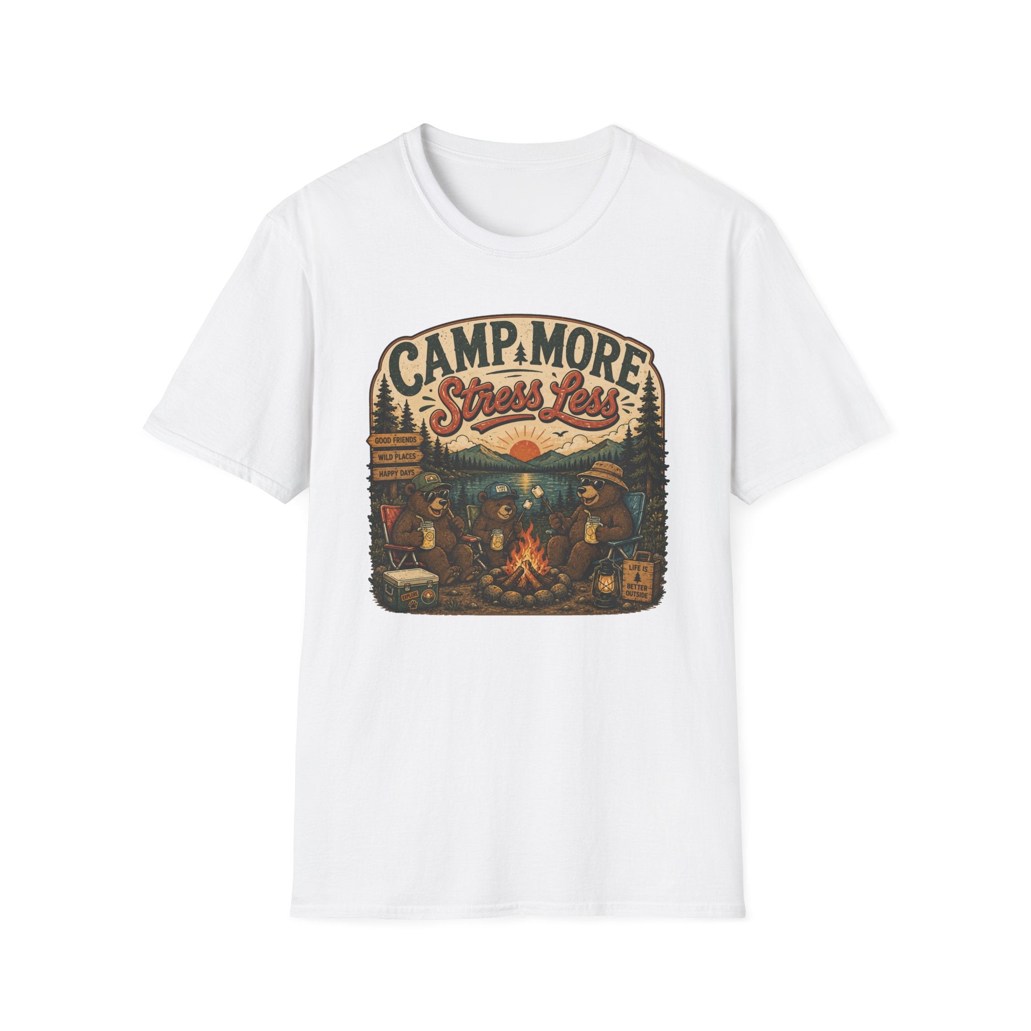 Camp More Stress Less - T-Shirt
