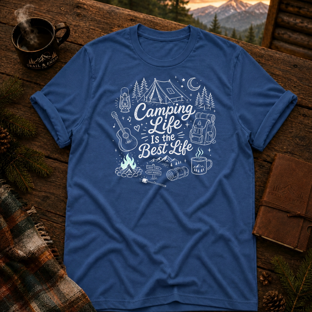 Gildan 64000 t-shirt with Camping Life graphic — Trail & Ember Co. outdoor apparel