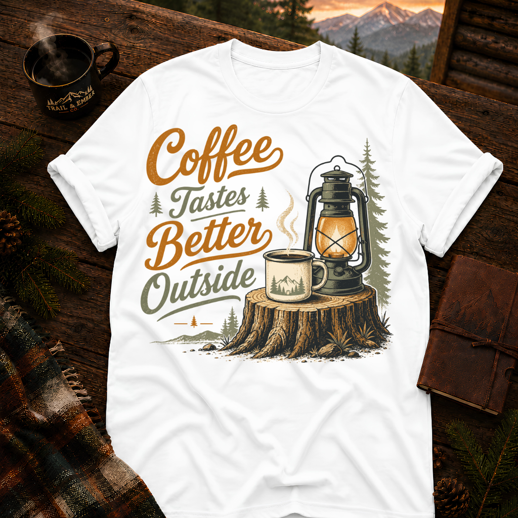 Coffee Tastes Better Outside - T-Shirt