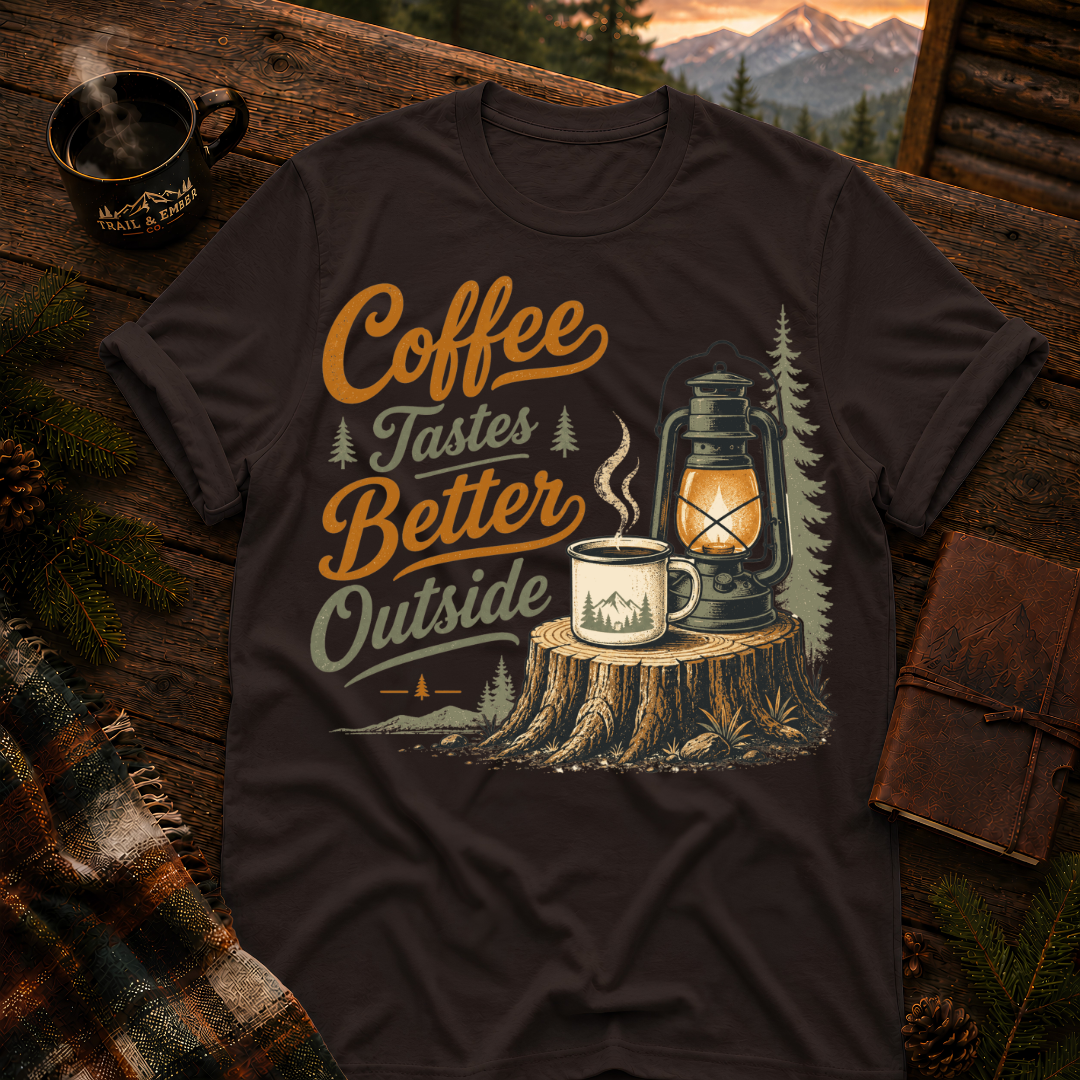 Coffee Tastes Better Outside - T-Shirt