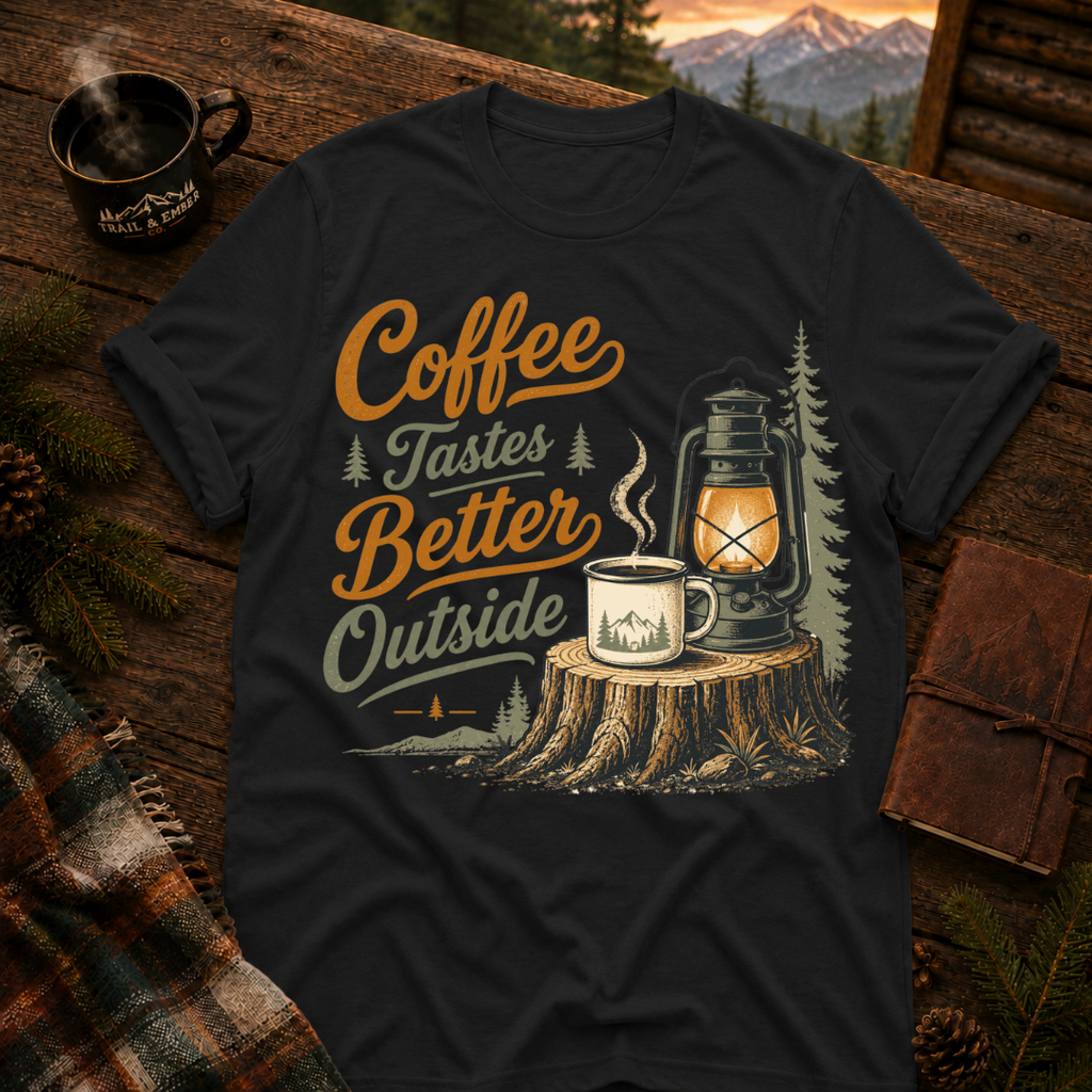 Coffee Tastes Better Outside - T-Shirt