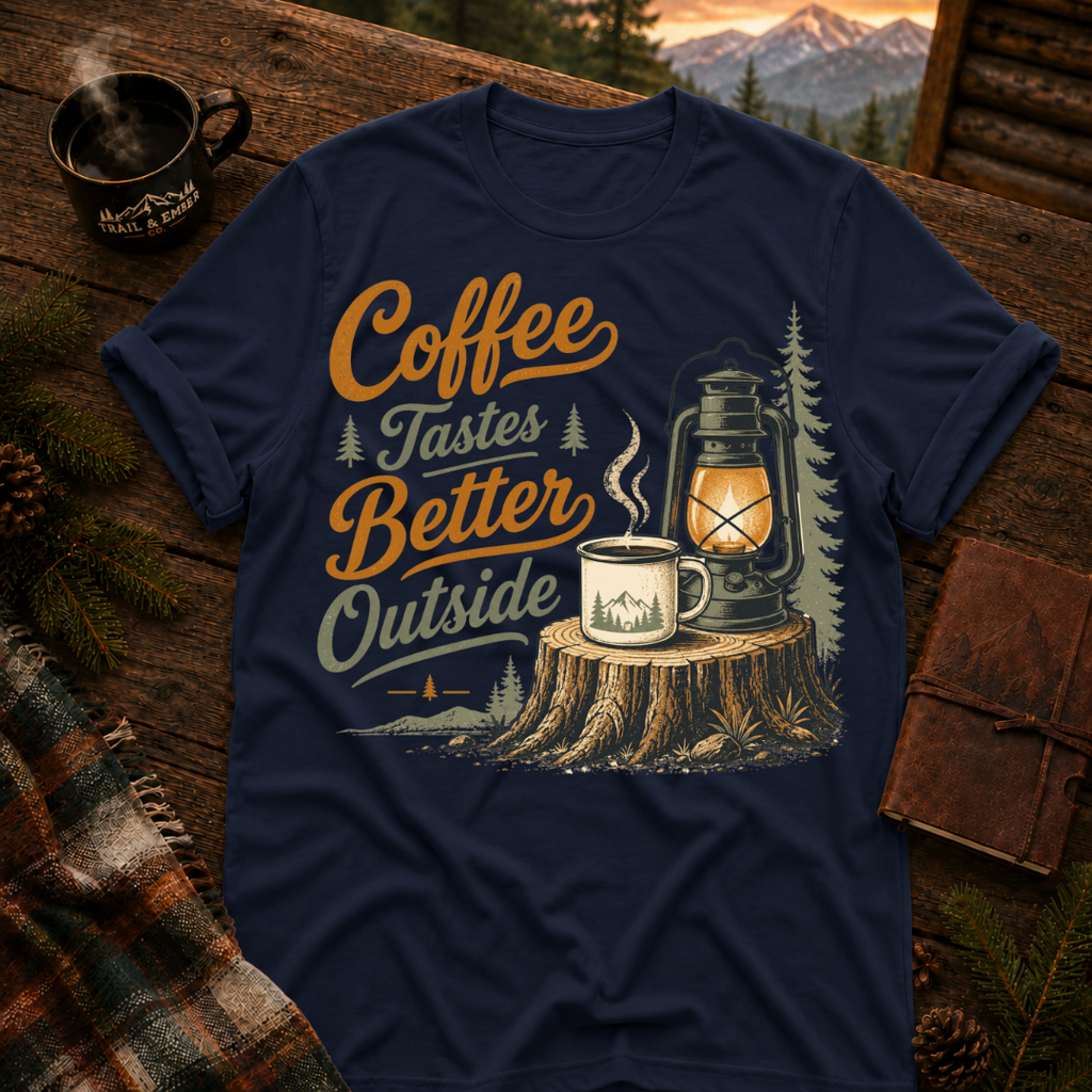 Coffee Tastes Better Outside - T-Shirt