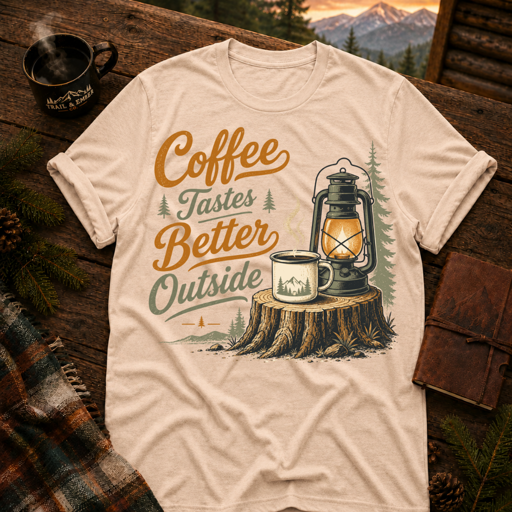 Coffee Tastes Better Outside - T-Shirt