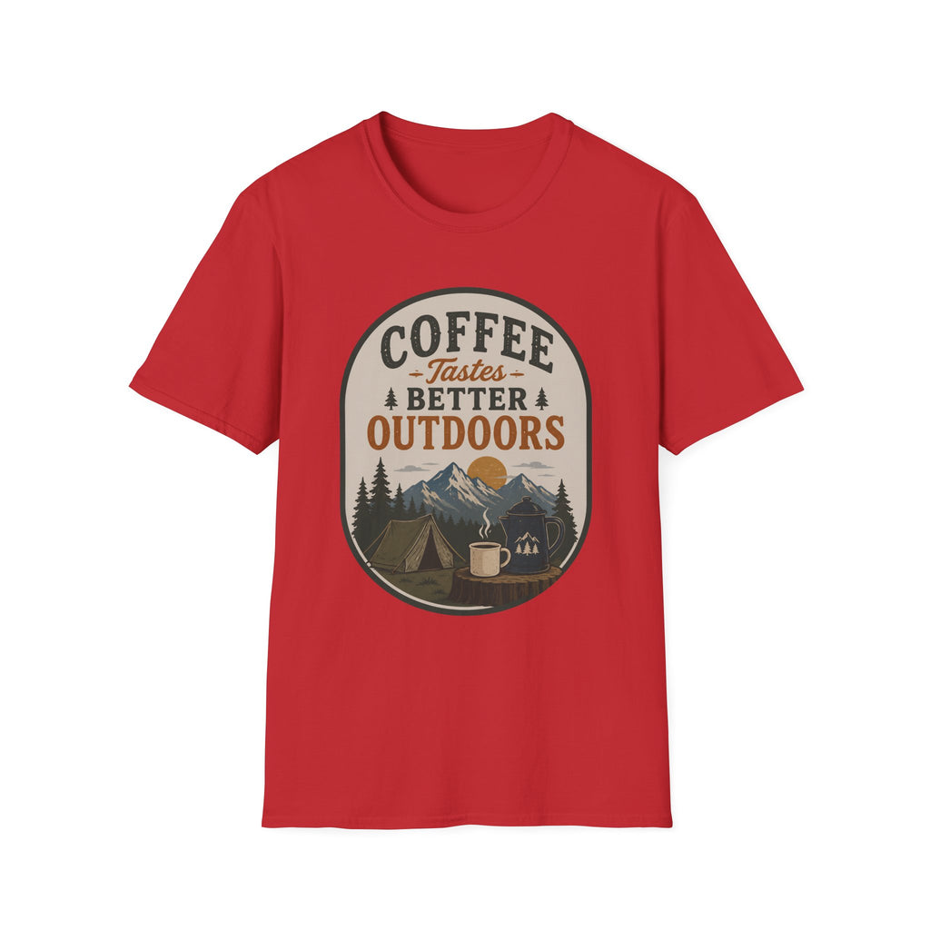 Coffee Tastes Better Outdoors Badge T-Shirt