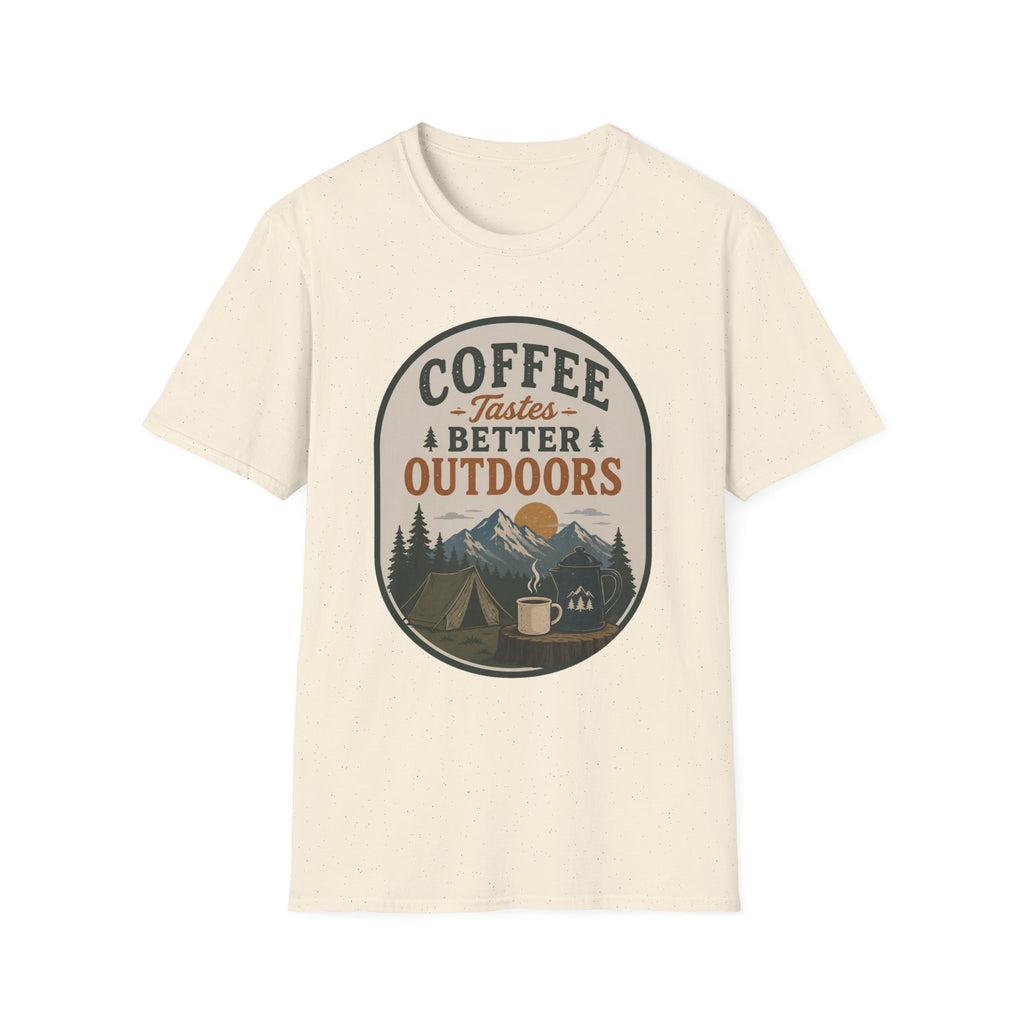 Coffee Tastes Better Outdoors Badge T-Shirt