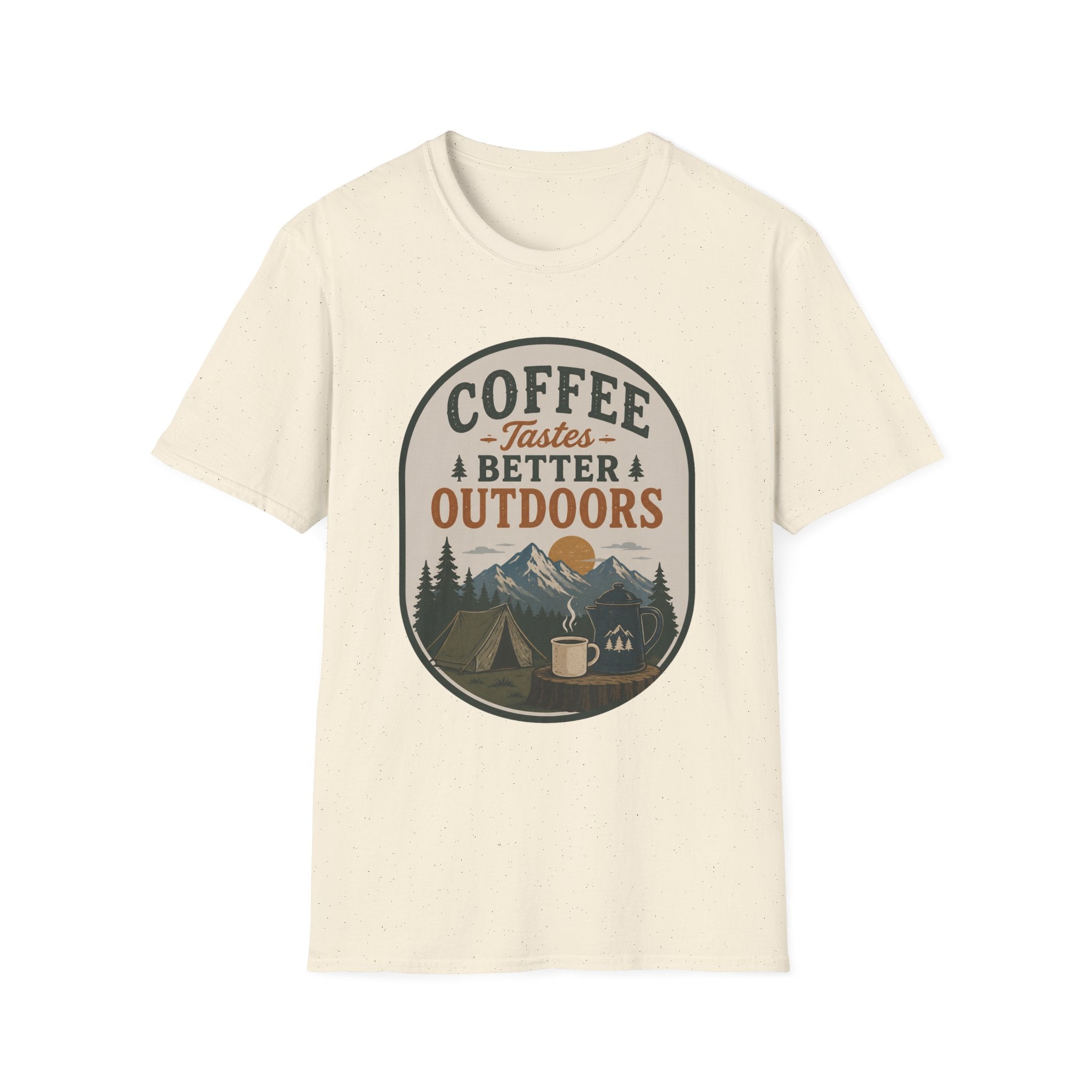 Coffee Tastes Better Outdoors Badge T-Shirt