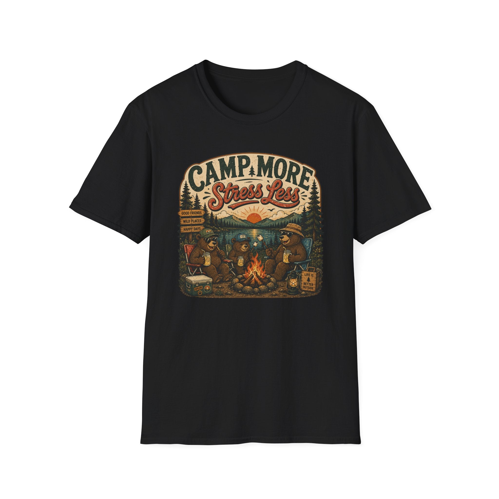 Camp More Stress Less - T-Shirt