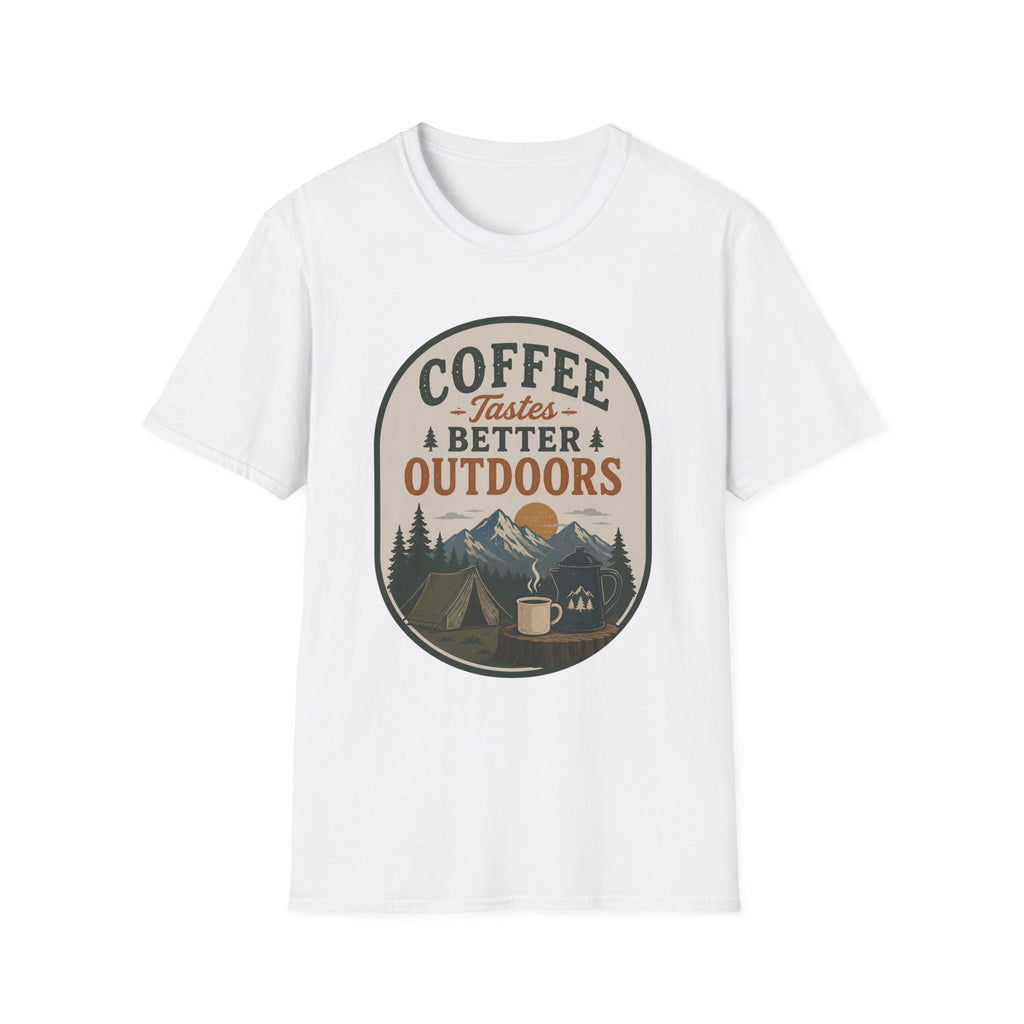Coffee Tastes Better Outdoors Badge T-Shirt