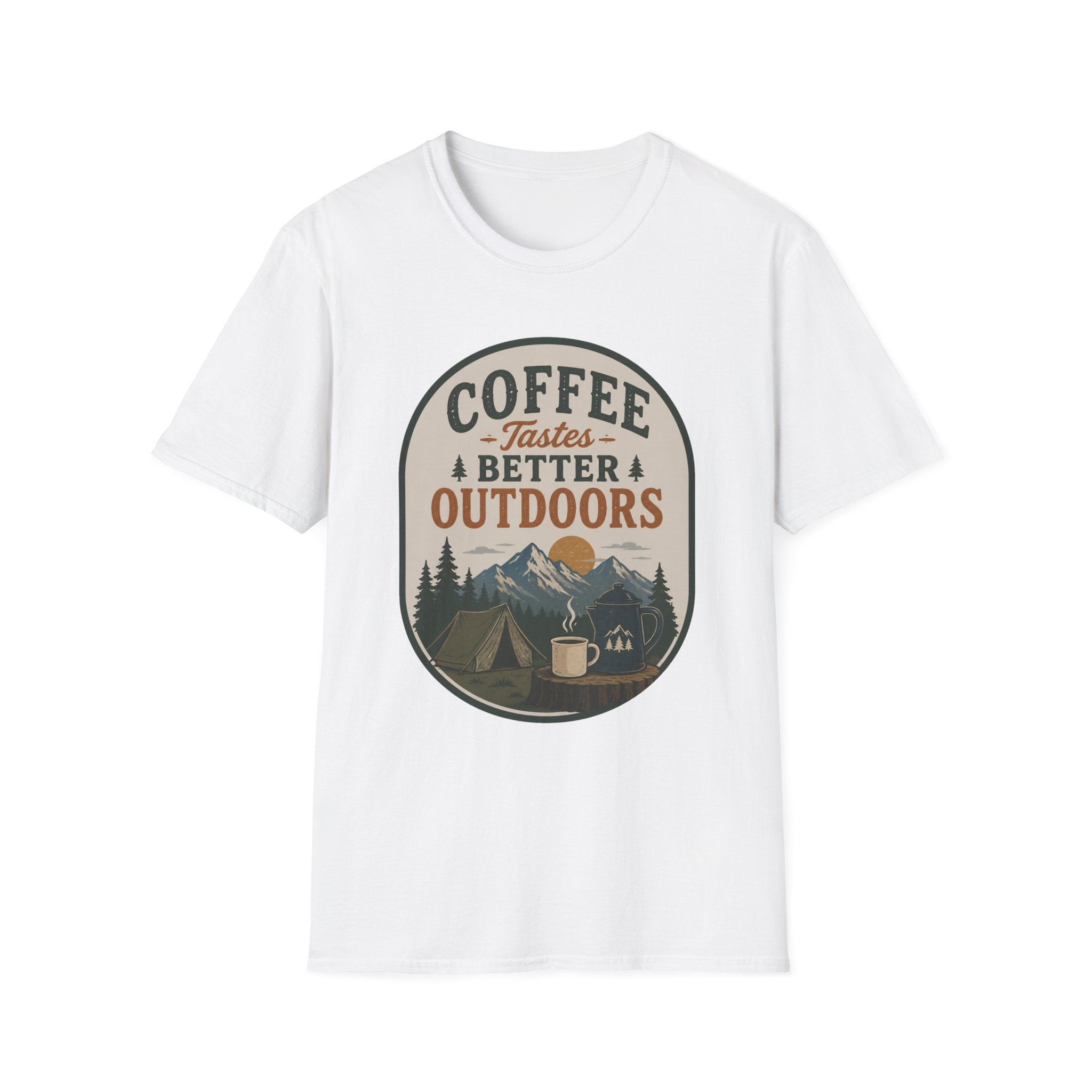Coffee Tastes Better Outdoors Badge T-Shirt