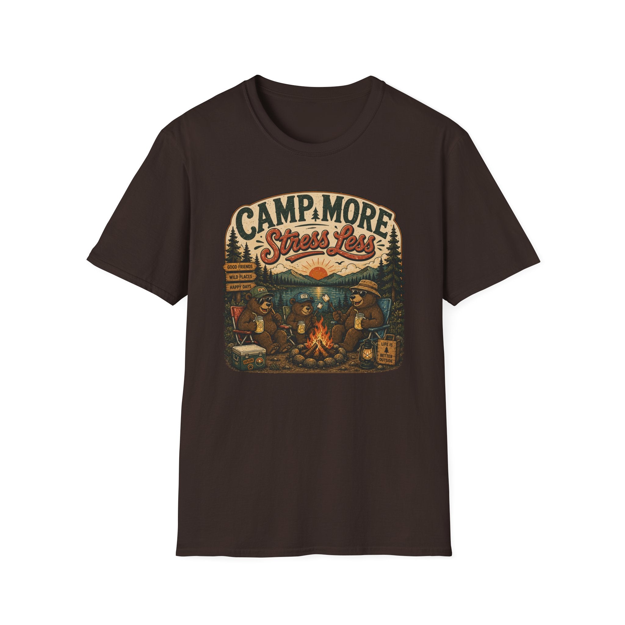 Camp More Stress Less - T-Shirt