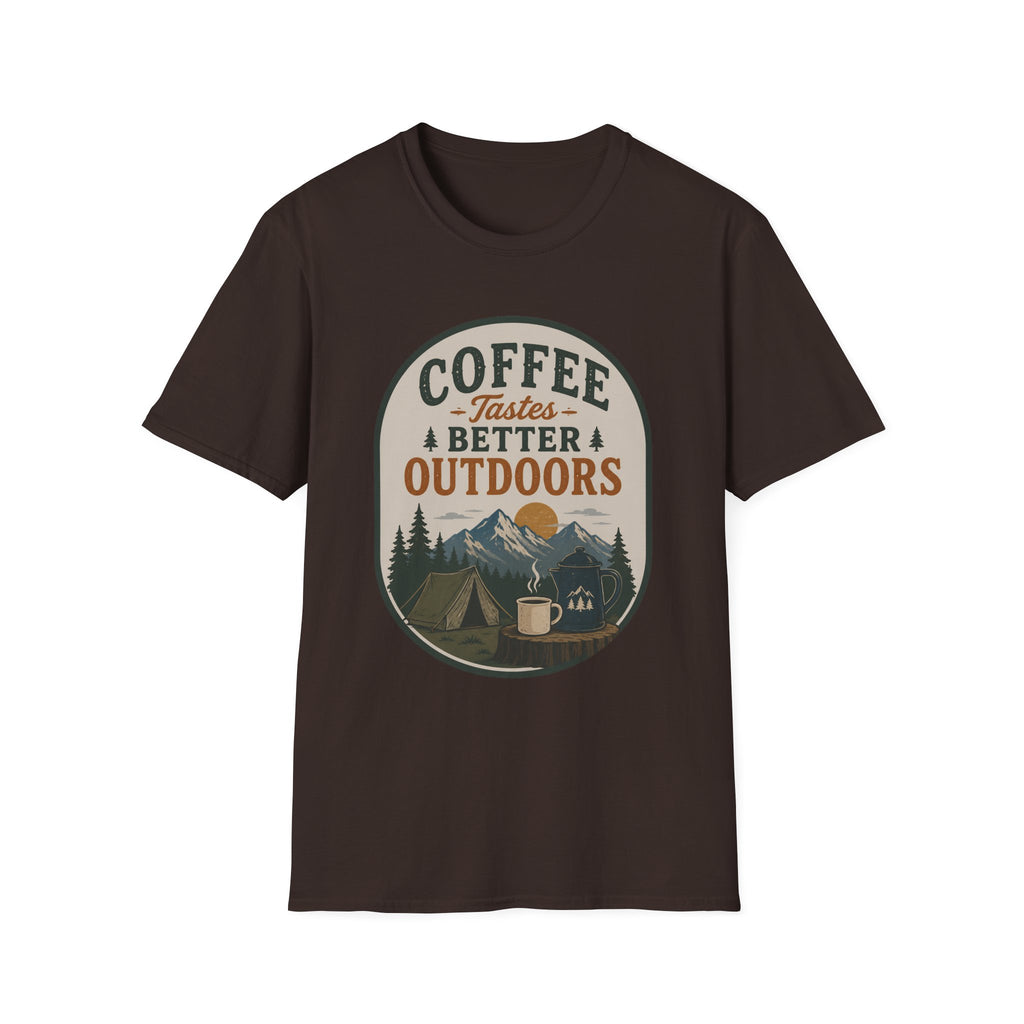 Coffee Tastes Better Outdoors Badge T-Shirt