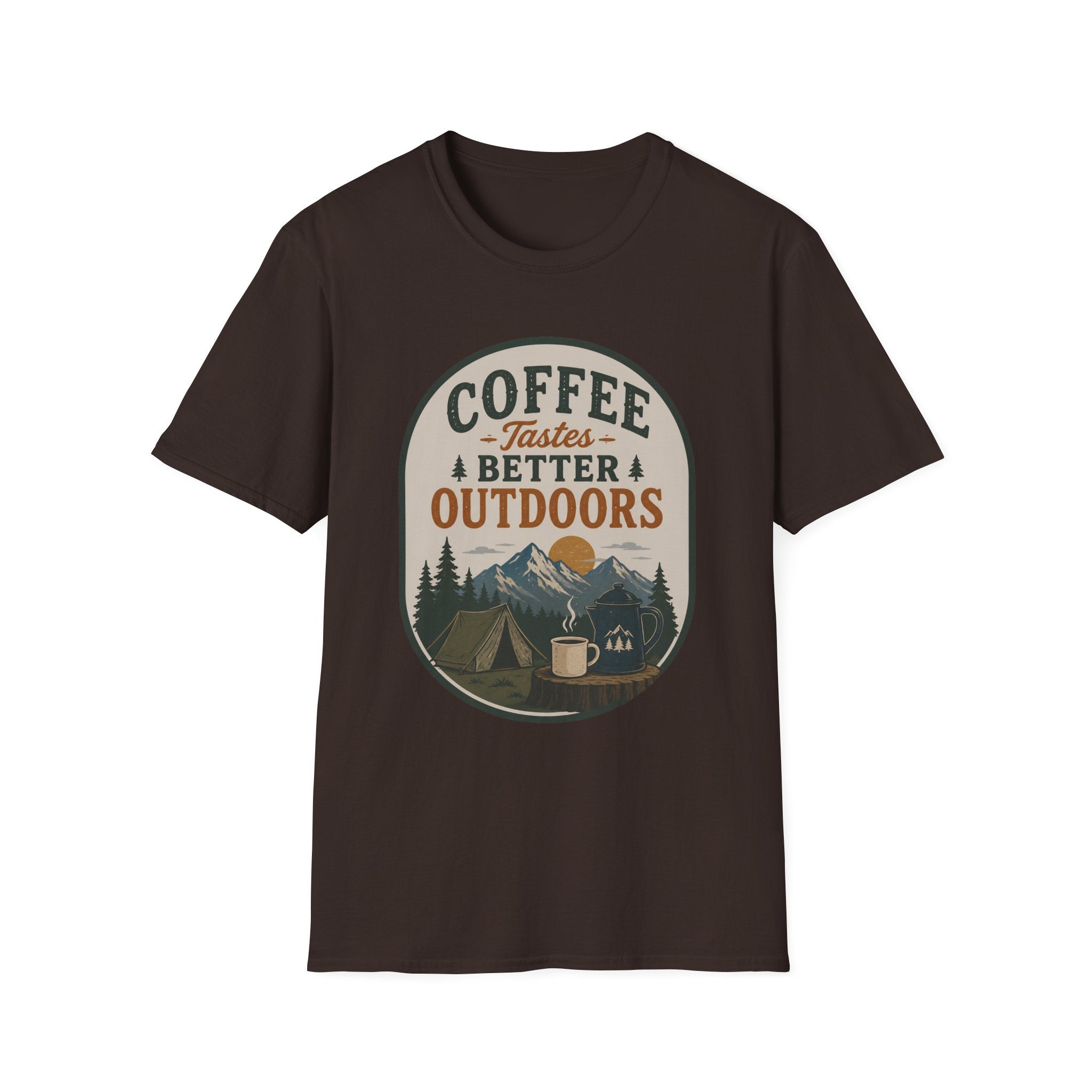 Coffee Tastes Better Outdoors Badge T-Shirt