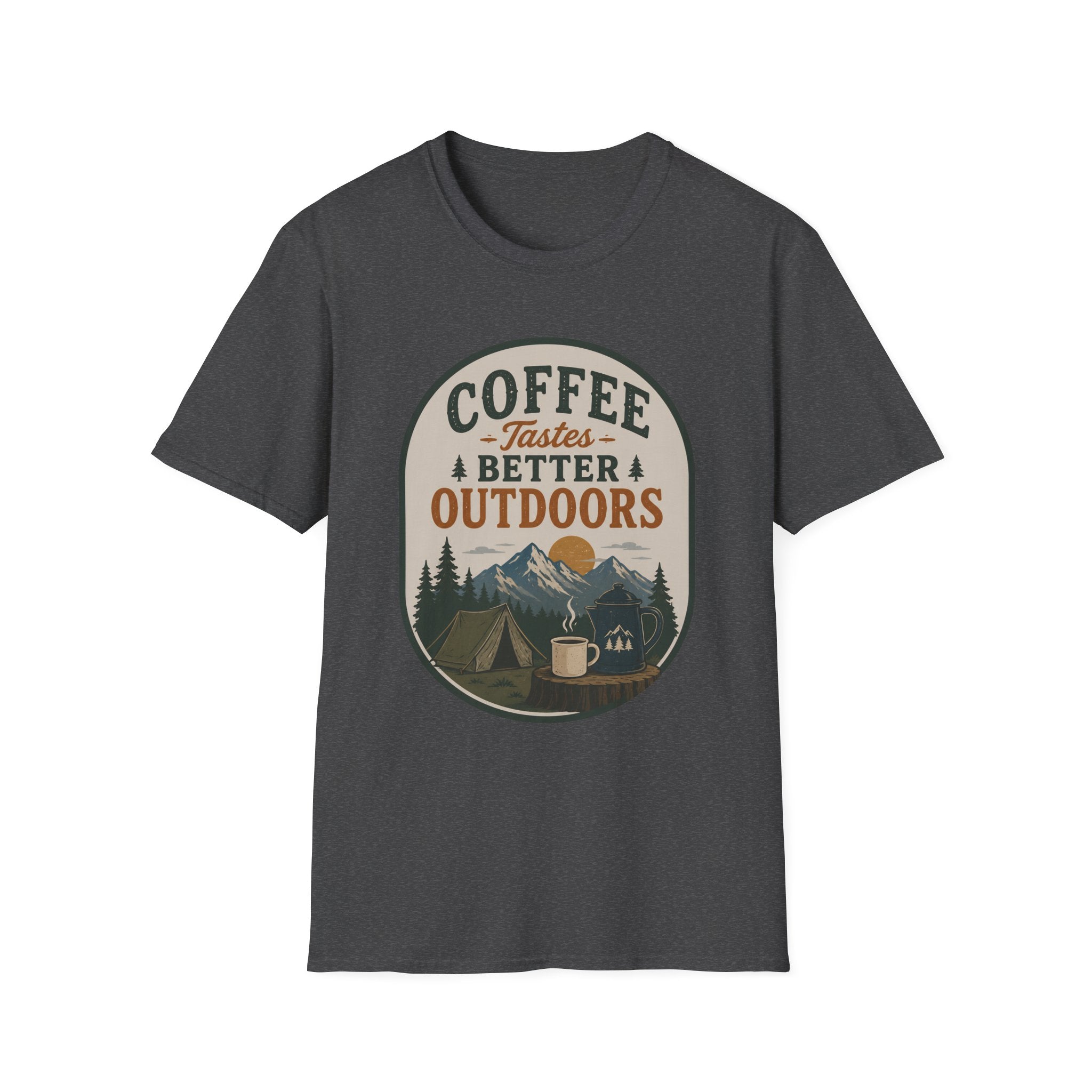 Coffee Tastes Better Outdoors Badge T-Shirt