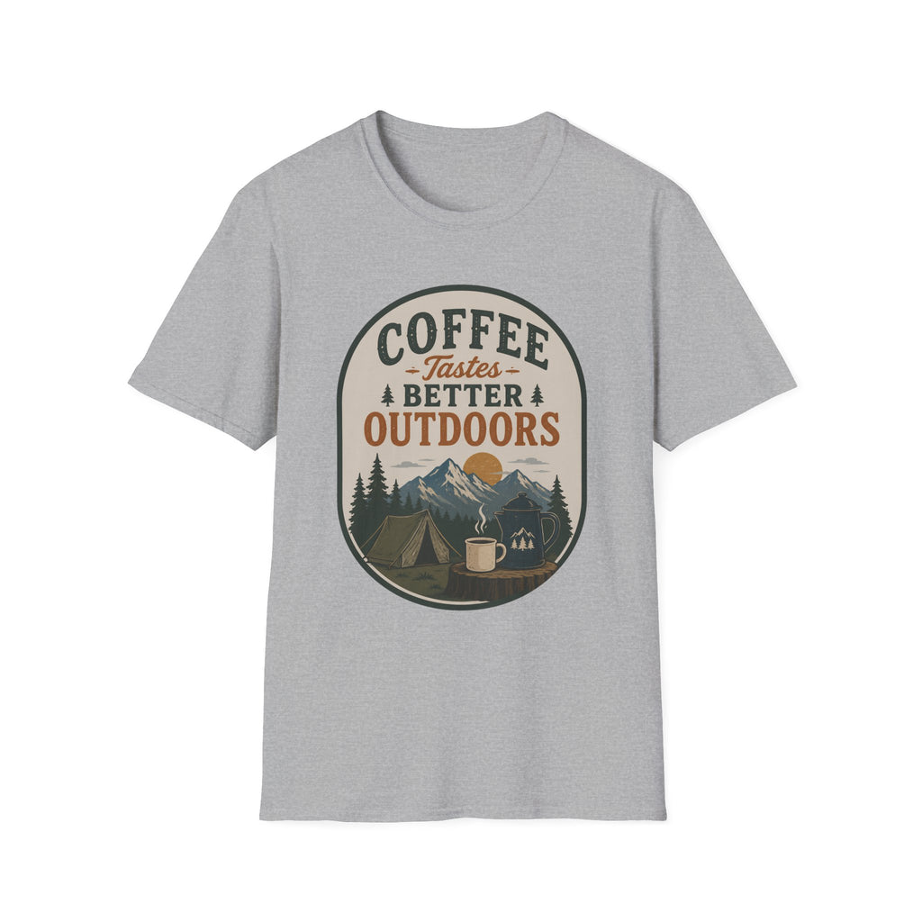 Coffee Tastes Better Outdoors Badge T-Shirt