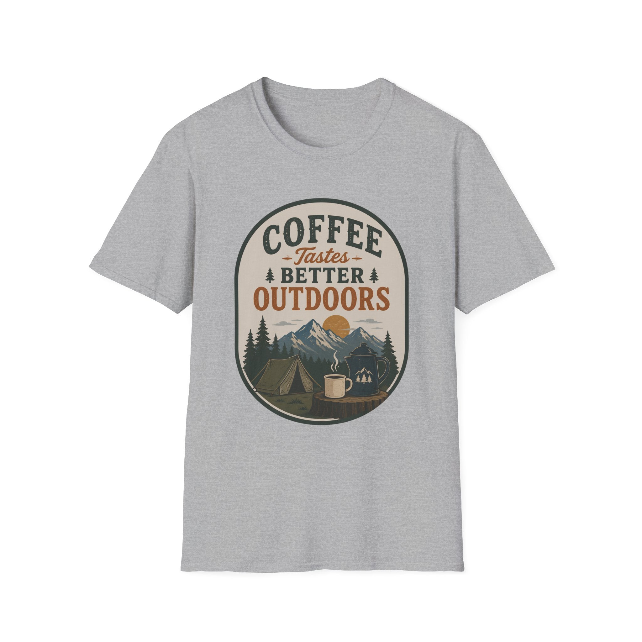 Coffee Tastes Better Outdoors Badge T-Shirt