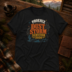 Phoenix Dust Storm tee in Black — Arizona haboob design on garment-dyed Comfort Colors cotton