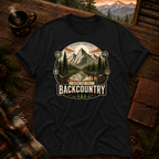 Black Comfort Colors 1717 t-shirt with Born for the Backcountry design — Trail & Ember Co.