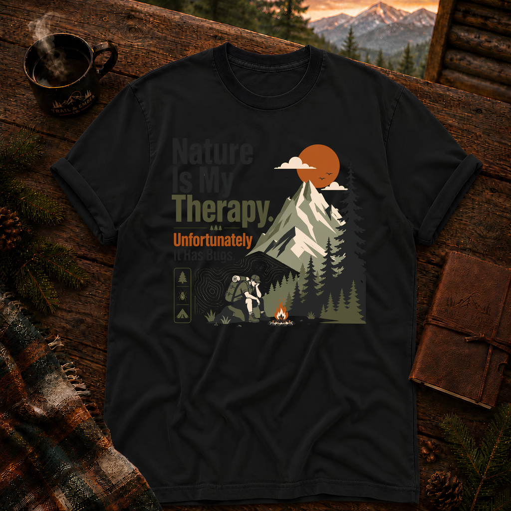Black Comfort Colors 1717 t-shirt with Find Your Own Trail design — Trail & Ember Co.