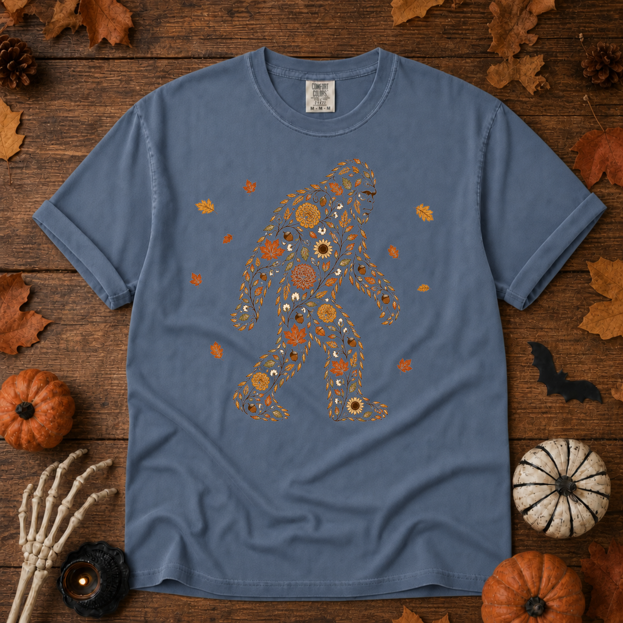 Autumn Big Foot graphic t-shirt in Blue Jean, Trail & Ember Co. — Southwestern vintage design