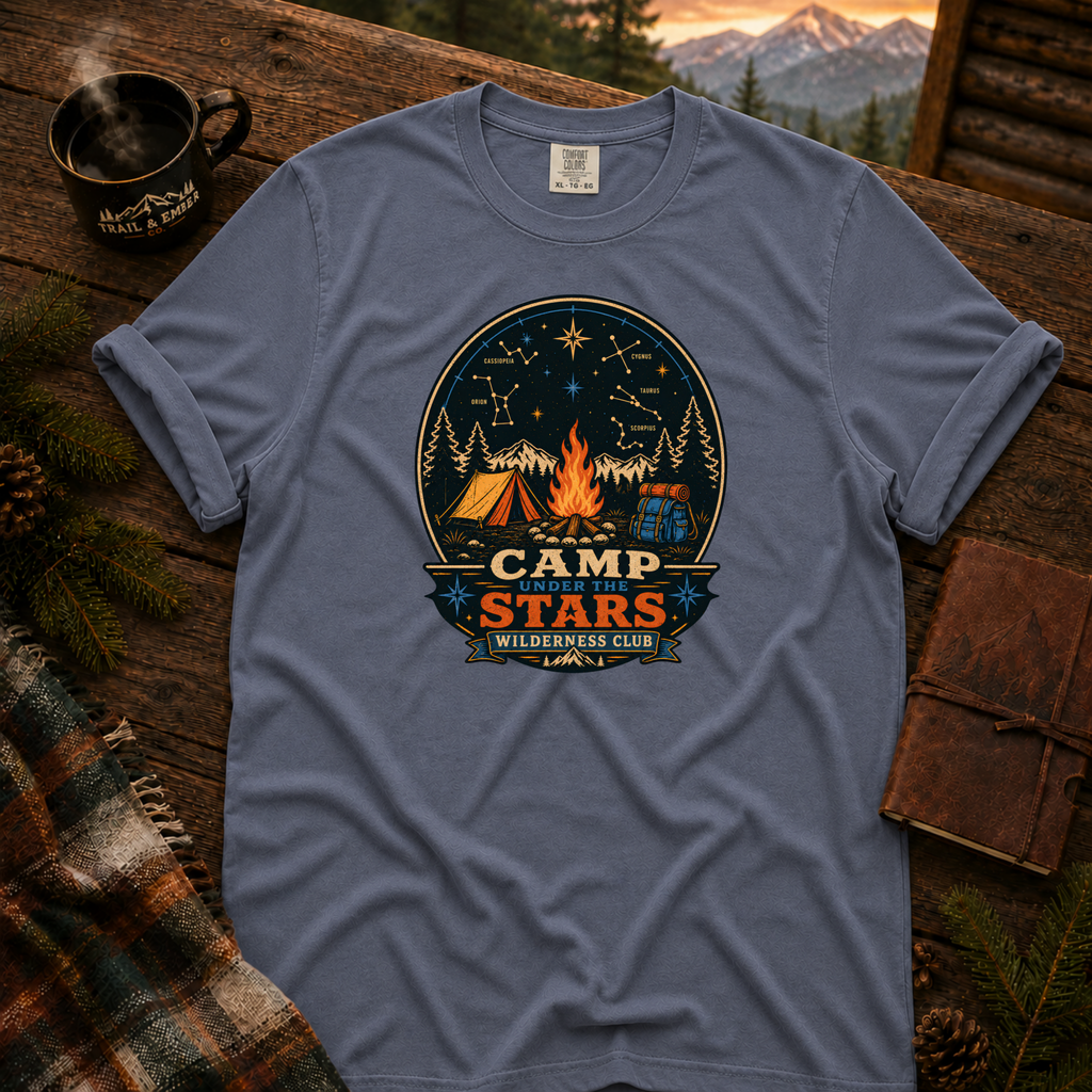 Camp Stars Comfort Colors T-Shirt in Blue Jean