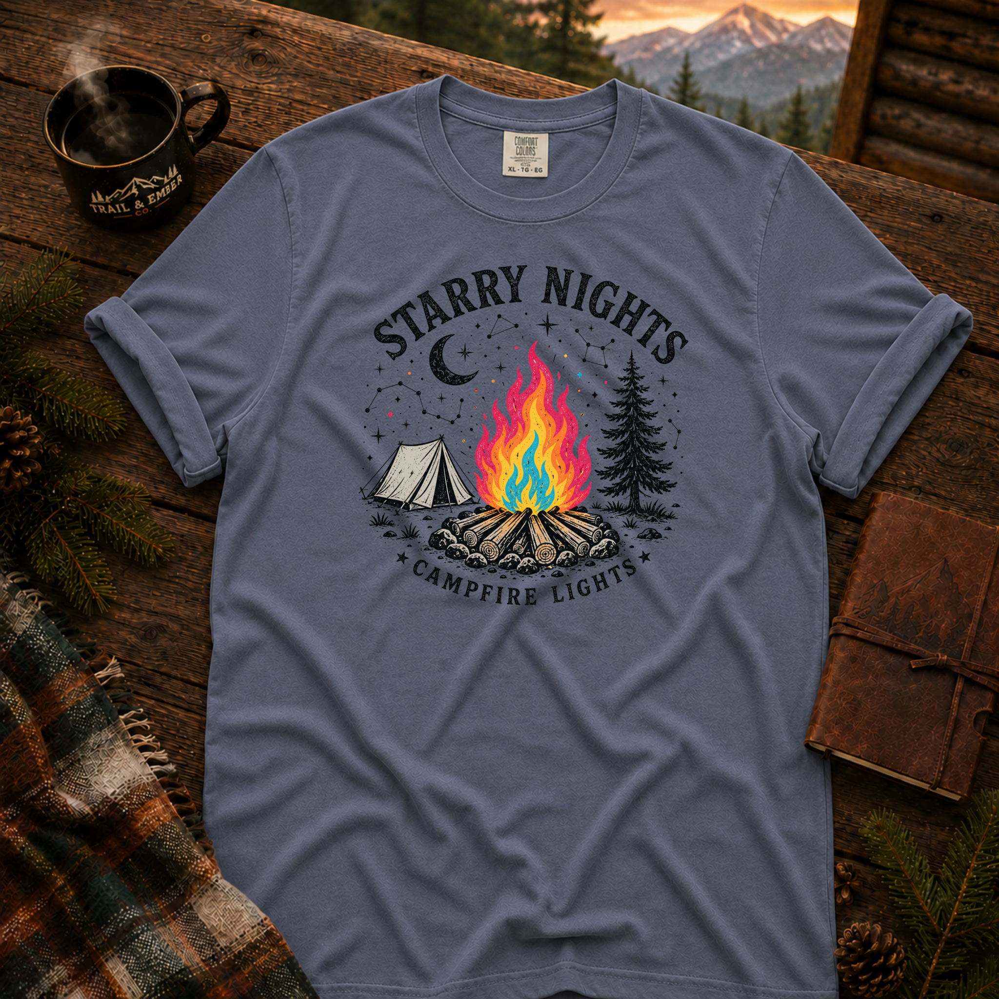 Starry Night Comfort Colors T-Shirt in Blue Jean