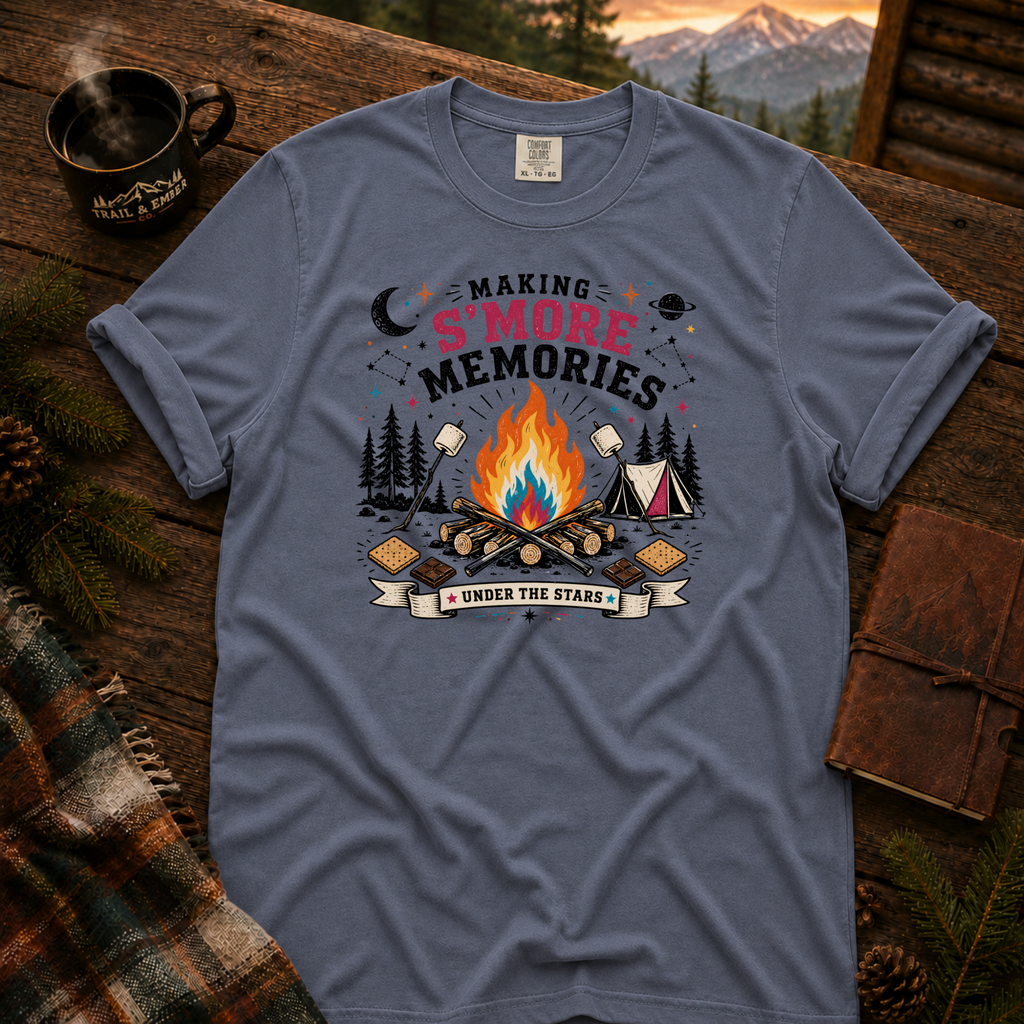S'More Memories Comfort Colors T-Shirt in Blue Jean