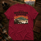 Brick Comfort Colors 1717 t-shirt with I Survived Monsoon 2026 design — Trail & Ember Co.