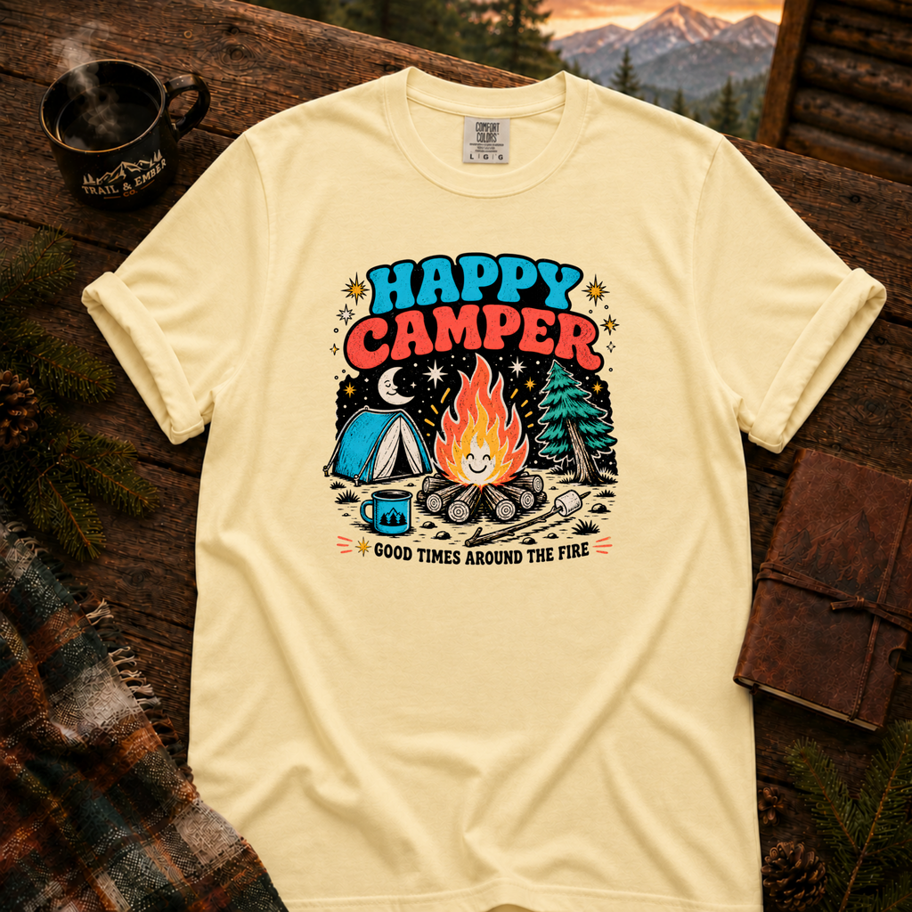 Happy Camper Comfort Colors T-Shirt in Butter
