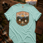 Haunted Trail National Park t-shirt in Chalky Mint — vintage Halloween badge design
