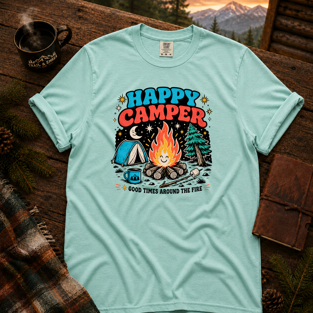 Happy Camper Comfort Colors T-Shirt in Chalky Mint