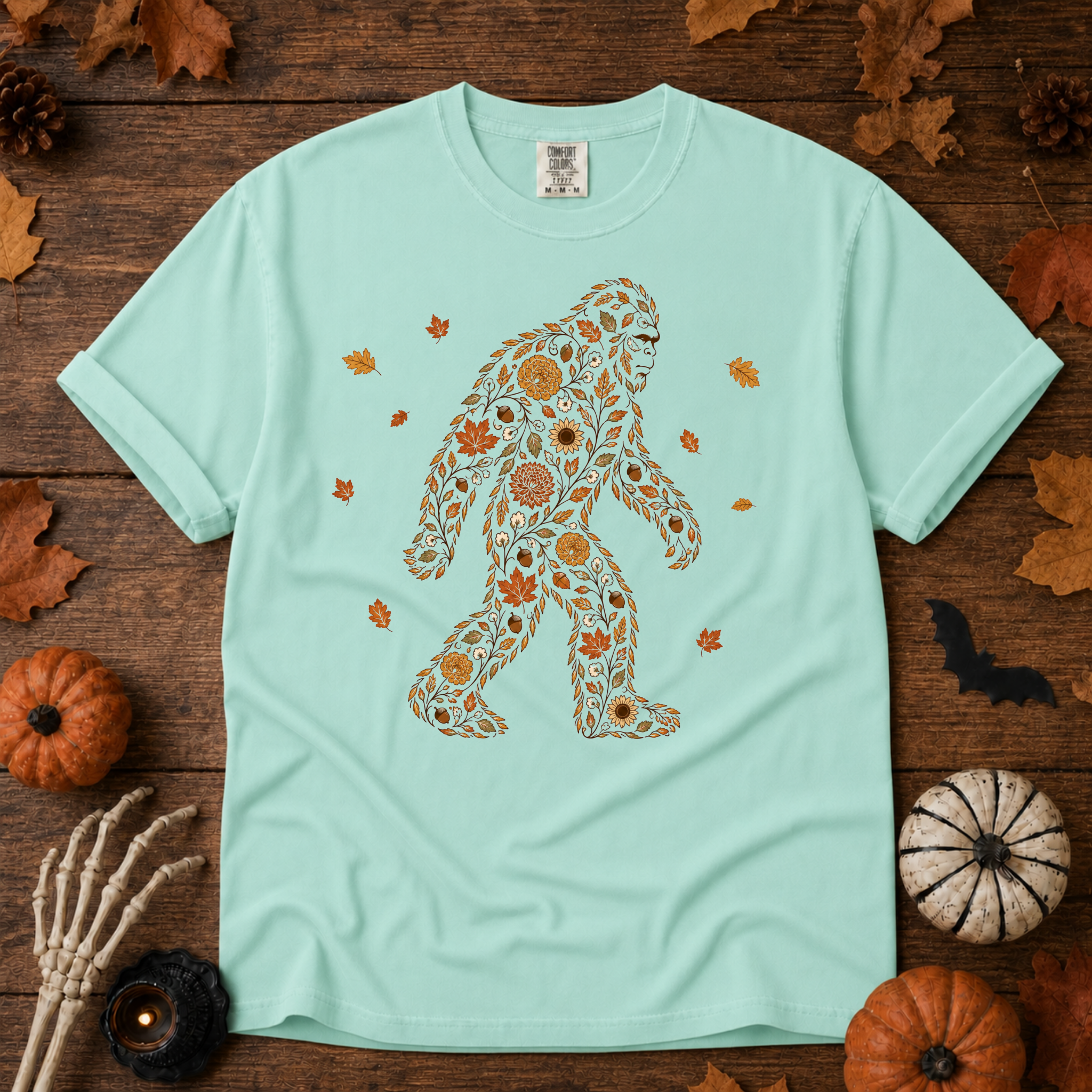Autumn Big Foot graphic t-shirt in Chalky Mint, Trail & Ember Co. — Southwestern vintage design
