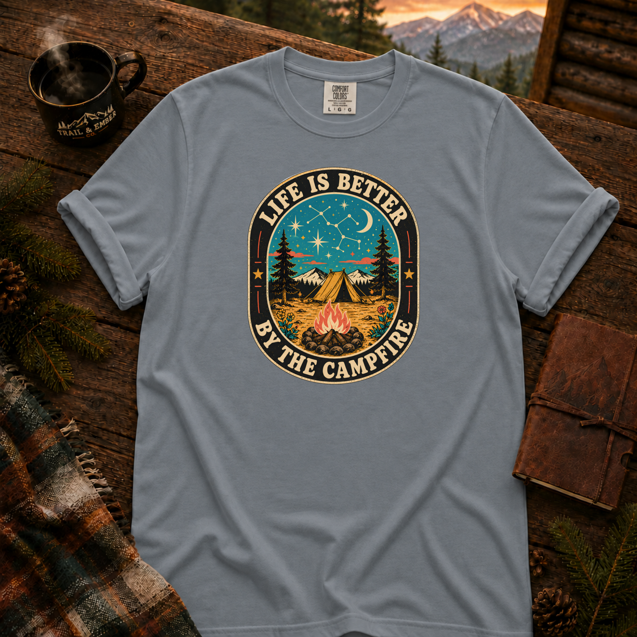 Life Is Better Comfort Colors T-Shirt in Granite