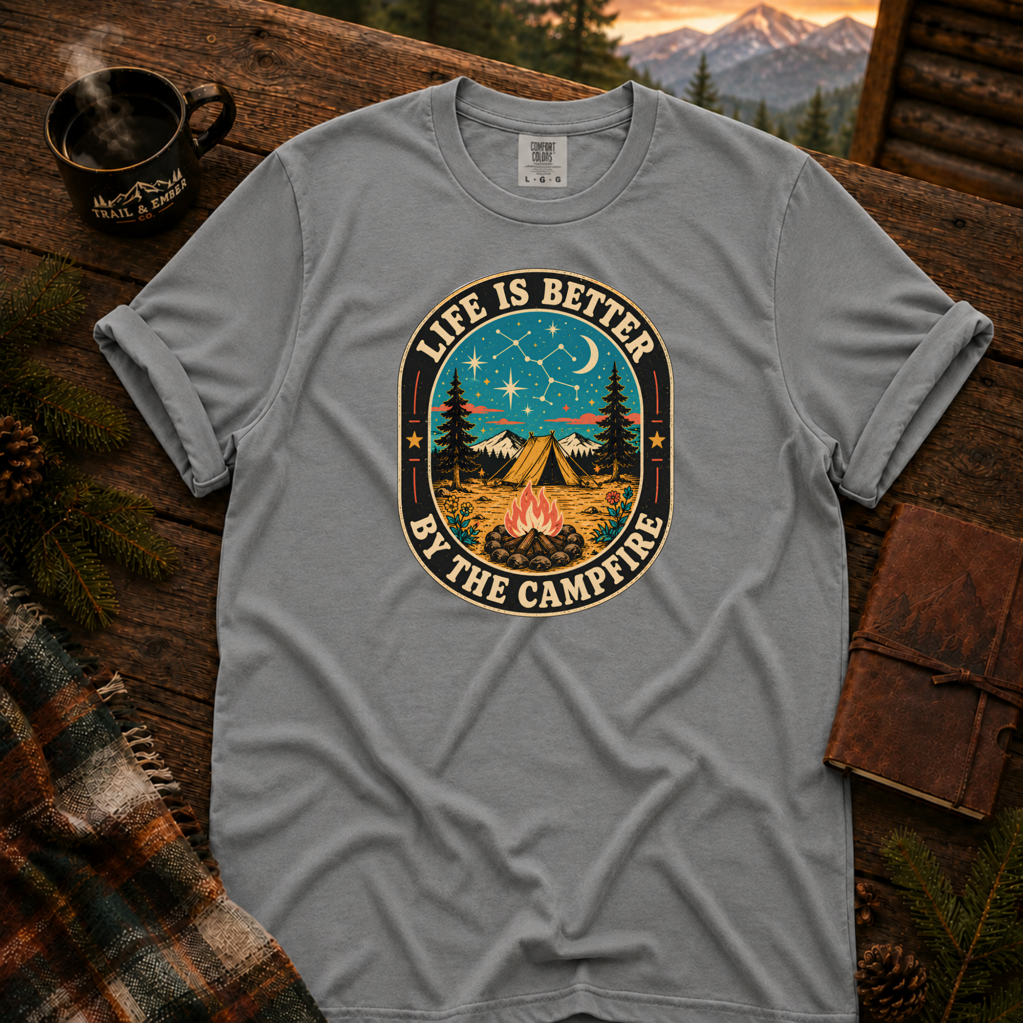 Life Is Better Comfort Colors T-Shirt in Grey