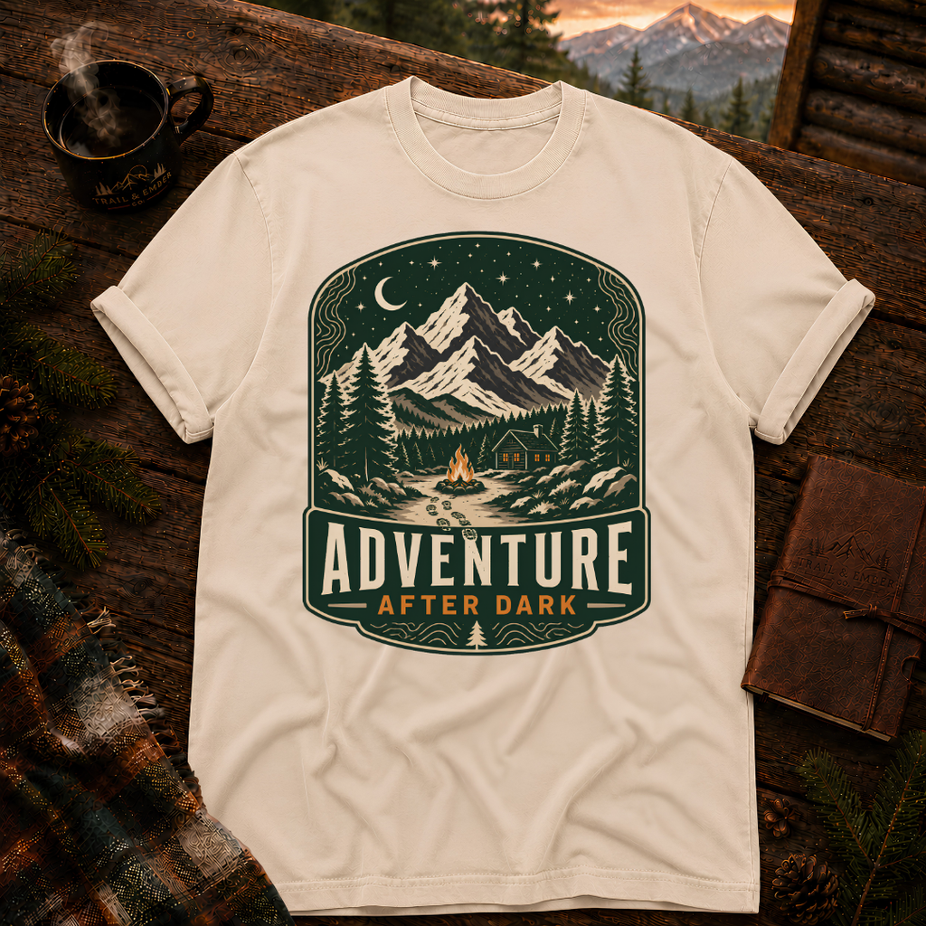 Ivory Comfort Colors 1717 t-shirt with Adventure After Dark design — Trail & Ember Co.
