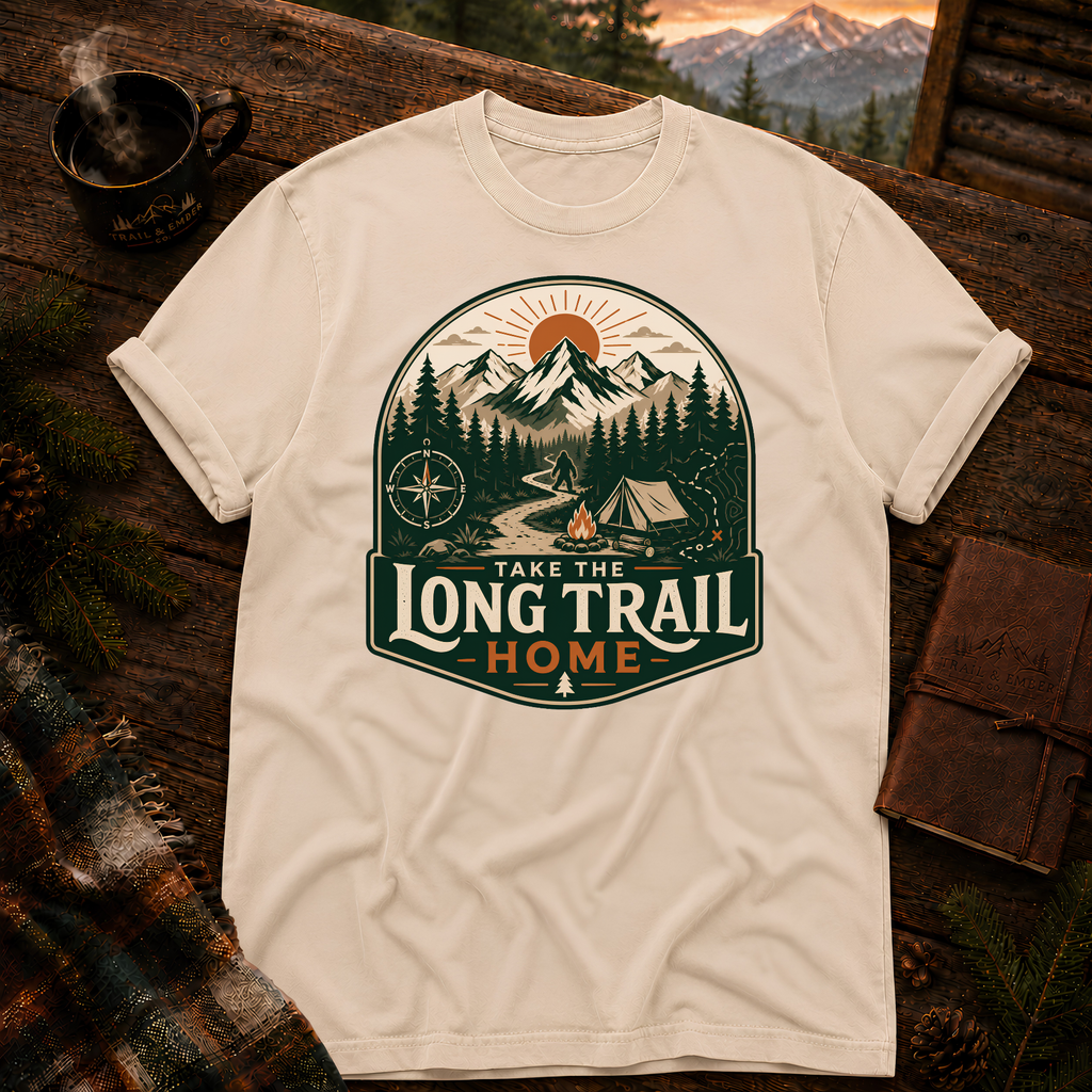 Ivory Comfort Colors 1717 t-shirt with Take the Long Trail design — Trail & Ember Co.