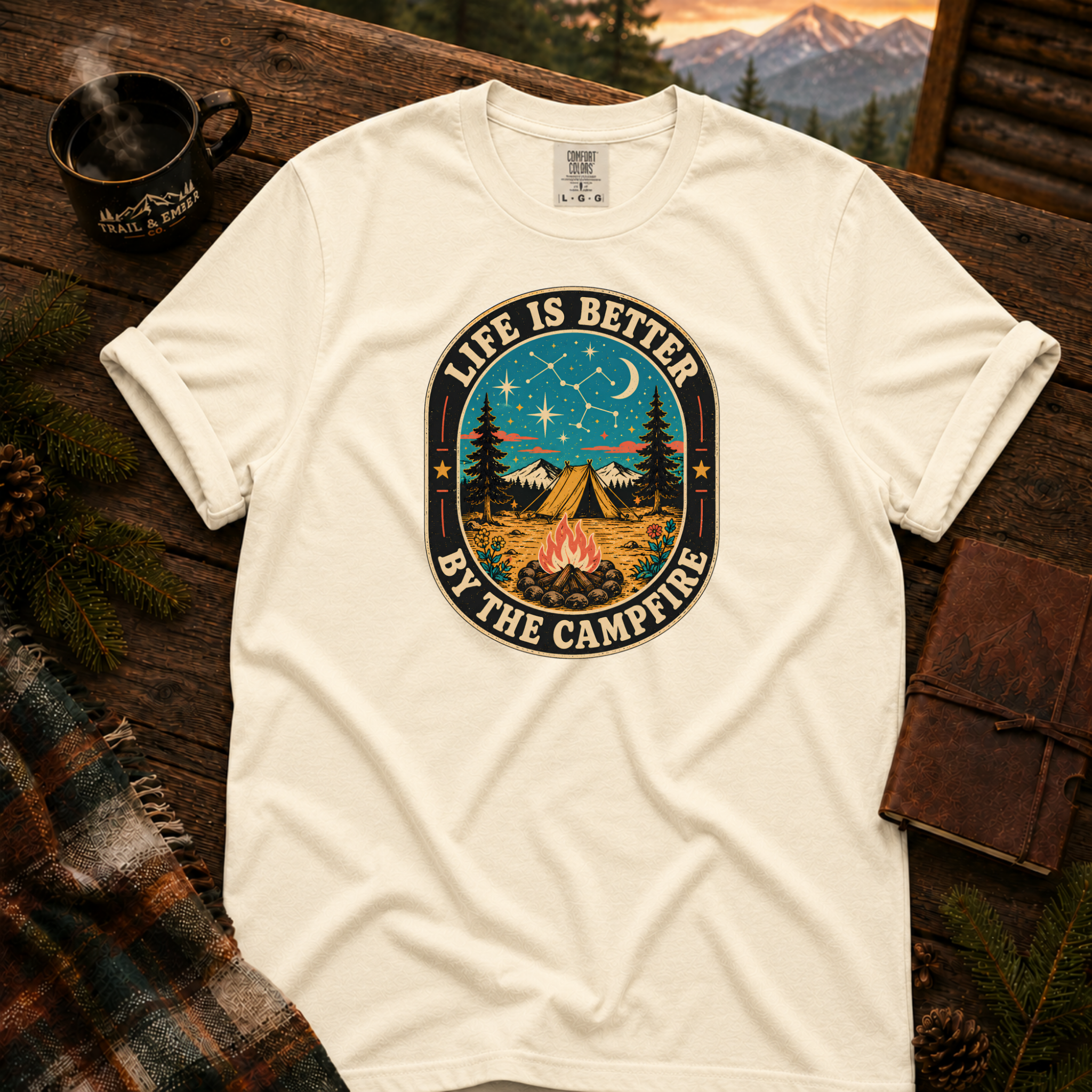 Life Is Better Comfort Colors T-Shirt in Ivory