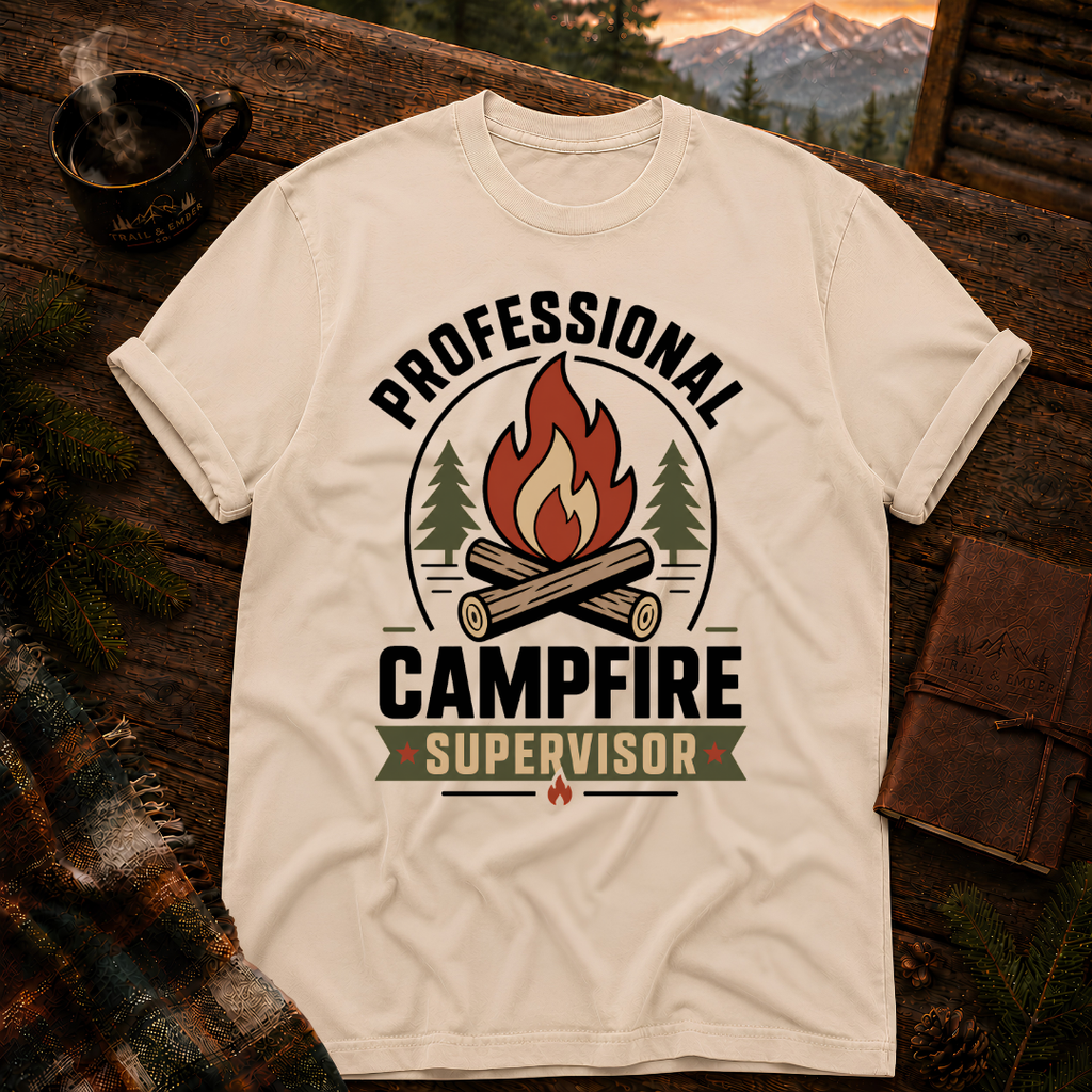 Ivory Comfort Colors 1717 t-shirt with Campfire Supervisor design — Trail & Ember Co.