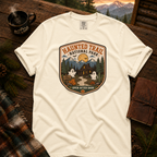Haunted Trail National Park t-shirt in Ivory — vintage Halloween badge design