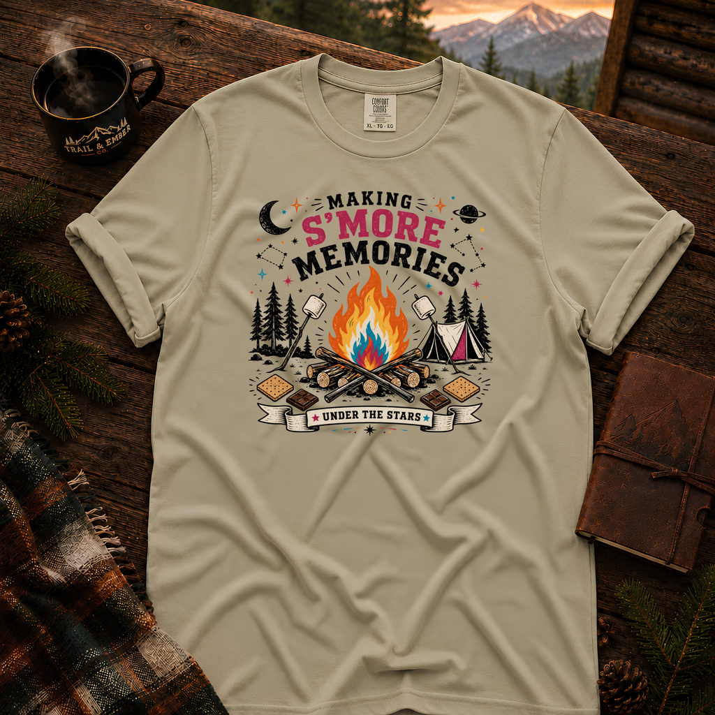 S'More Memories Comfort Colors T-Shirt in Khaki