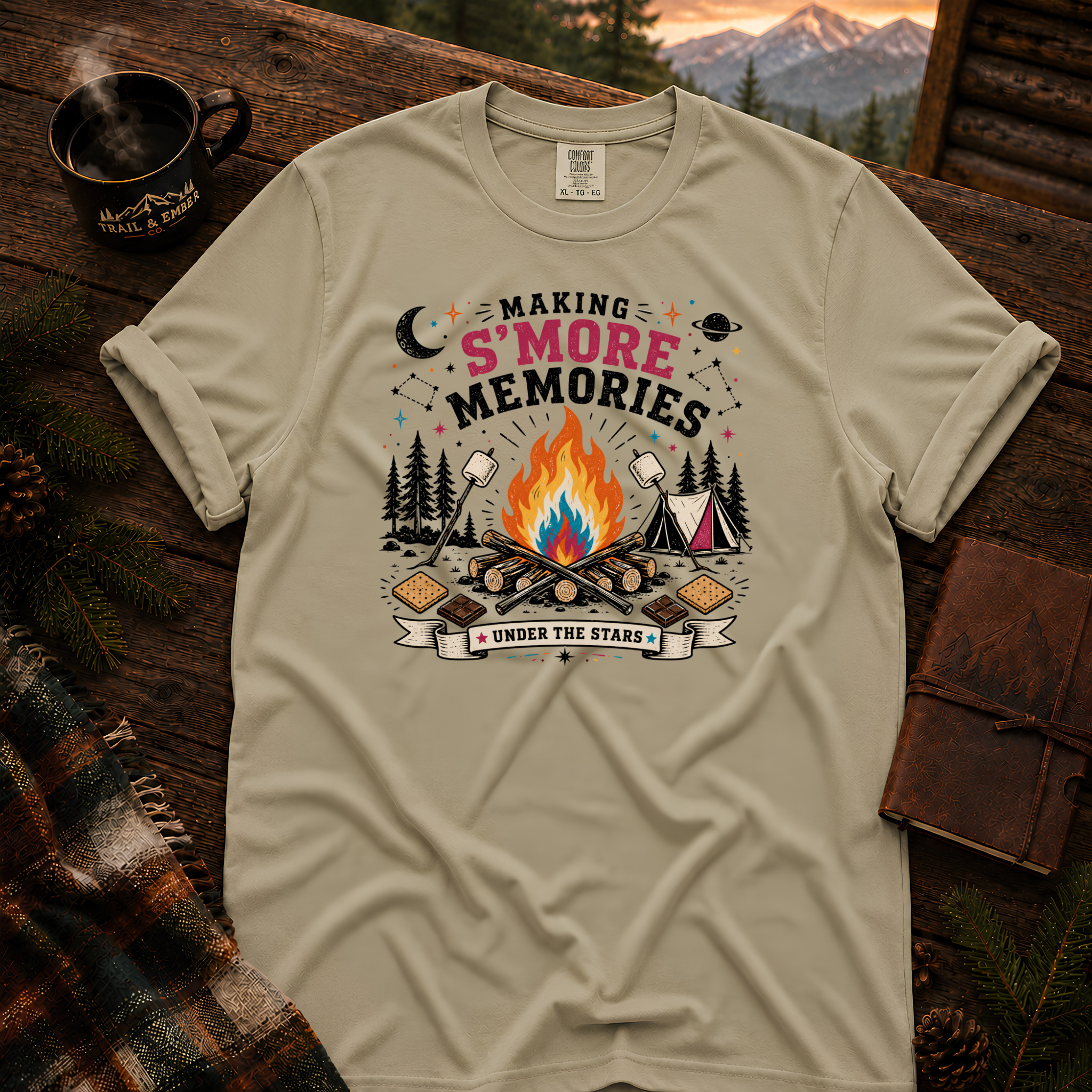 S'More Memories Comfort Colors T-Shirt in Khaki