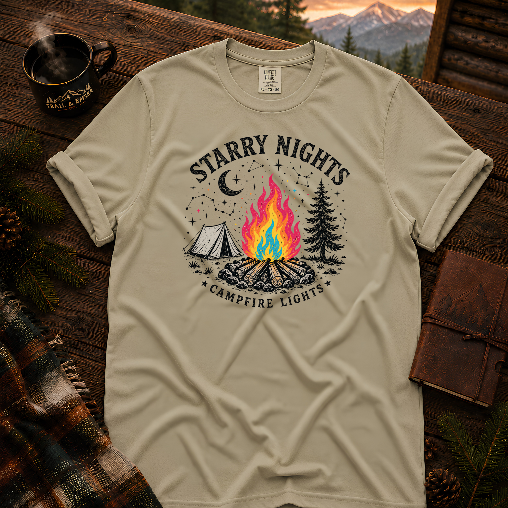 Starry Night Comfort Colors T-Shirt in Khaki