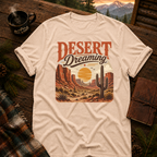Natural Gildan 64000 t-shirt with Desert Dreams graphic — Trail & Ember Co. outdoor apparel