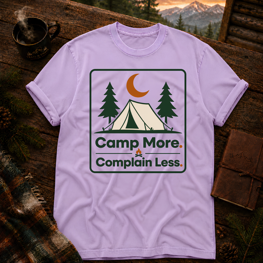 Orchid Comfort Colors 1717 t-shirt with Camp More Complain Less design — Trail & Ember Co.