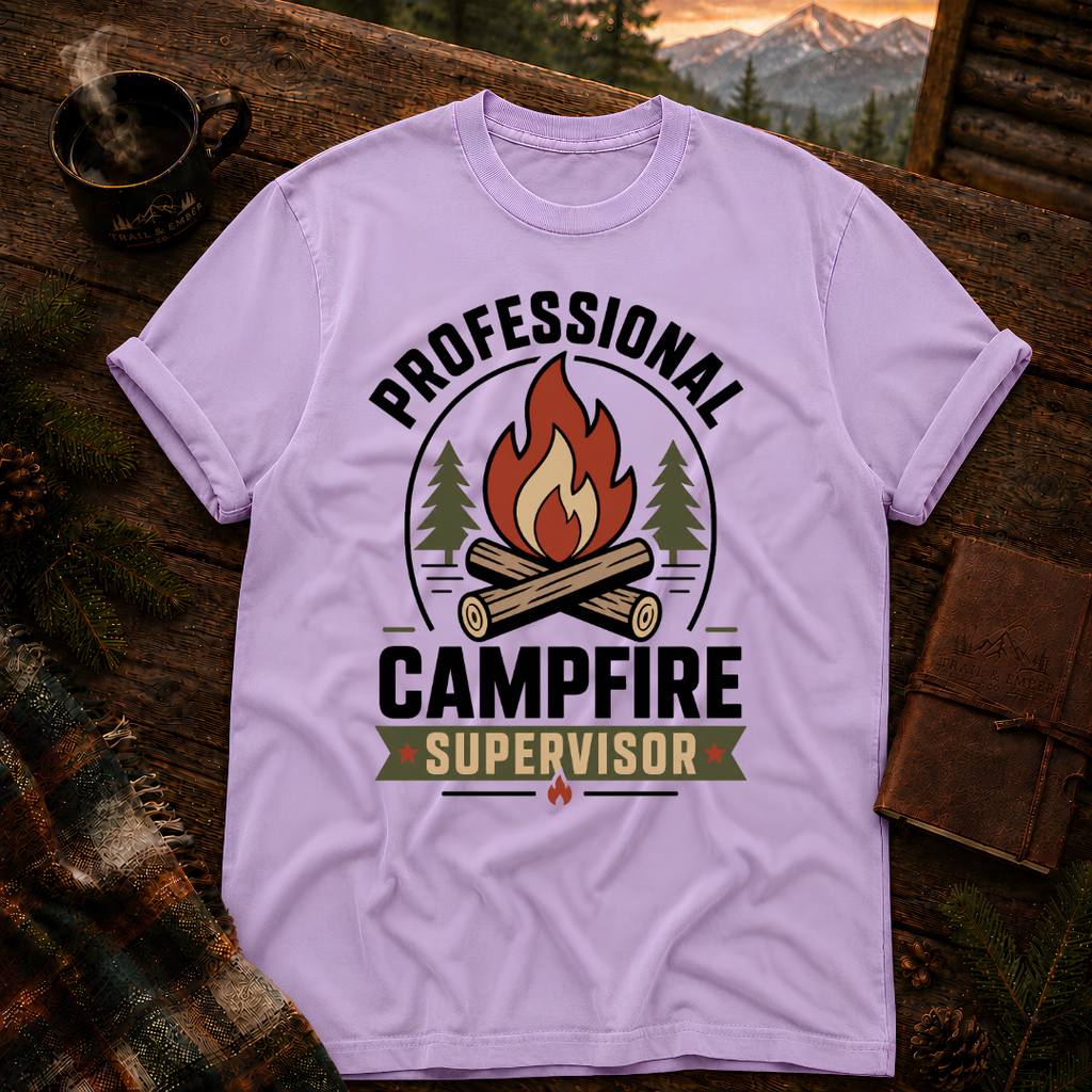 Orchid Comfort Colors 1717 t-shirt with Campfire Supervisor design — Trail & Ember Co.
