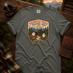 Haunted Trail National Park t-shirt in Pepper — vintage Halloween badge design